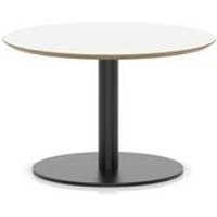 Brixworth 800mm Round Coffee Table White Top Black Leg Disc Base Low