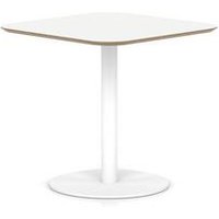 Brixworth 800mm Square Coffee Table White Top White Leg Disc Base Med