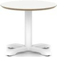 Brixworth 600mm Round Coffee Table White Top White Leg Cross Base Low