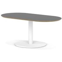 Brixworth 1200mm Oblong Coffee Table Black Top White Leg Disc Base Low