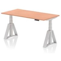 Air 1600 x 800 Height Adjustable Desk Beech Top Silver Leg Piste Foot
