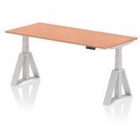 Air 1800 x 800 Height Adjustable Desk Beech Top Silver Leg Piste Foot