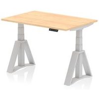Air 1200 x 800 Height Adjustable Desk Maple Top Silver Leg Piste Foot