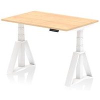 Air 1200 x 800 Height Adjustable Desk Maple Top White Leg Piste Foot