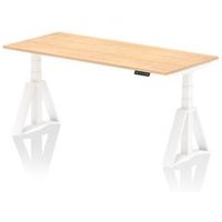 Air 1800 x 800 Height Adjustable Desk Maple Top White Leg Piste Foot