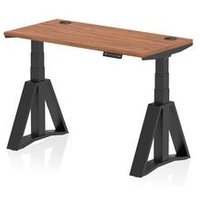 Air 1200 x 600mm Height Adjustable Office Desk Walnut Top Cable Ports