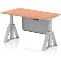 Air 1400x800 Sit Stand Desk Beech Silver Leg Modesty Panel Piste Foot
