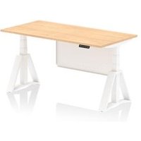 Air Modesty 1600 x 800mm Height Adjustable Office Desk Maple Top White