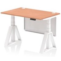 Air 1200x800 Sit Stand Desk Beech Ports White Modesty Panel Piste Foot