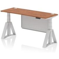 Air 1600x600 Sit Stand Desk Walnut Ports Silver Modesty Panel Piste Ft
