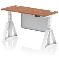 Air 1400x600 Sit Stand Desk Walnut Ports White Modesty Panel Piste Ft