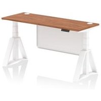 Air 1600x600 Sit Stand Desk Walnut Ports White Modesty Panel Piste Ft