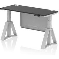 Air Modesty 1400 x 600mm Height Adjustable Office Desk Black Top Cable