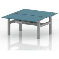 B2B 1400x800 Sit Stand 2P Bench Desk Ports Silver Frame
