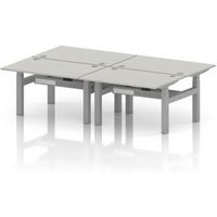 Air Sit-Stand Bench Desk with Ports - Dove Grey