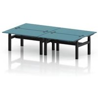 Air 4-Person Bench Sit-Stand Desk with Dark Teal Top