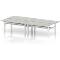 B2B 1600x800 Sit Stand 4P Bench Desk Dove Grey Ports Frame