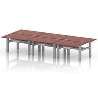 Air B2B 1200x800 Sit Stand 6P Bench Desk Brick Red Ports Silver Frame