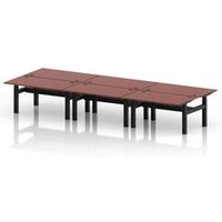 Air Sit Stand 6-Person Bench Desk with Ports - Brick Red