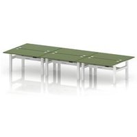 Air B2B 1400x800 Sit Stand 6P Bench Desk Moss Green Ports White Frame