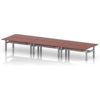 Air 1800x800 Sit-Stand Bench Desk with Ports - Brick Red