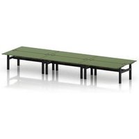 Air B2B 1800x800 Sit Stand 6P Bench Desk Moss Green Ports Black Frame