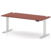 Air 1800x800 Height Adjustable Desk Brick Red Cable Ports White Leg