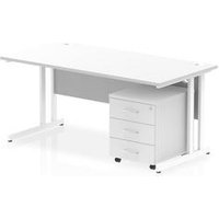 Impulse 1600 Desk White White Cantilever Leg Workstation 3 Dr Mob Ped
