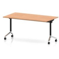 Impulse + Flip Top 1600mm Rectangular Table With Chrome Foot Oak Top
