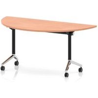 Impulse + Flip Top 1600mm Semi-Circle Table With Chrome Foot Beech Top