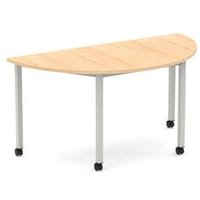 Impulse 1600mm Semi-Circle Table Maple Top Silver Box Frame Leg with