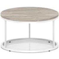 Impulse 800mm Round Coffee Table With Metal Frame Grey Oak Top White