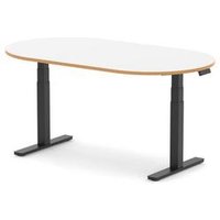 Impulse 1800mm Boardroom Table White Wood Edge Black Adjustable Leg