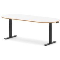 Impulse 2400mm Boardroom Table White Wood Edge Black Adjustable Leg