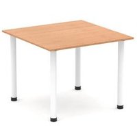 1000mm Square Table Oak Top Post Leg