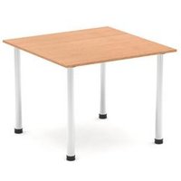 Impulse 1000mm Square Table Oak Top Chrome Post Leg