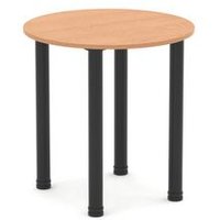 Impulse 600mm Round Oak Meeting Table with Black Post Leg