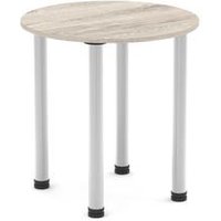 Impulse 600mm Round Grey Oak Meeting Table with Brushed Aluminium Leg