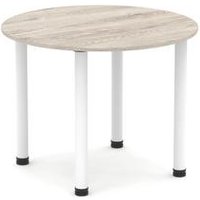 Impulse 800mm Round Grey Oak Effect Meeting Table with White Post Leg