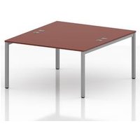 Impulse 2 Person Bench Desk with Silver Frame in Brick Red