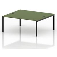 Impulse B2B 2 Person Bench Desk in Black and Moss Green