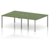 Impulse 4 Person Bench Desk with Silver Frame in Moss Green