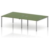 Impulse Bench B2B 4 Person 1400 Silver Frame Office Bench Desk Moss