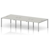 Impulse Bench B2B 6 Person 1200 Silver Frame Office Bench Desk Dove