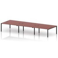 Impulse 6 Person Bench Desk with Black Frame in Brick Red