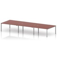 Impulse 6 Person Bench Desk with Silver Frame in Brick Red