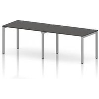 Impulse Bench Desk with Silver Frame in Carbon Grey