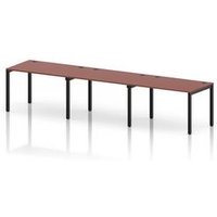 Impulse 3-Person Bench Desk in Black and Brick Red