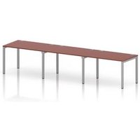 Impulse 3-Person Bench Desk with Silver Frame in Brick Red