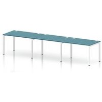 Impulse Bench One Row 3 Person 1200 White Frame Bench Desk Dark Teal